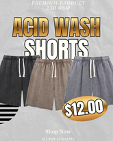 Gracy Blanks Vintage Acid Wash Cotton Premium Heavyweight Streetwear Shorts