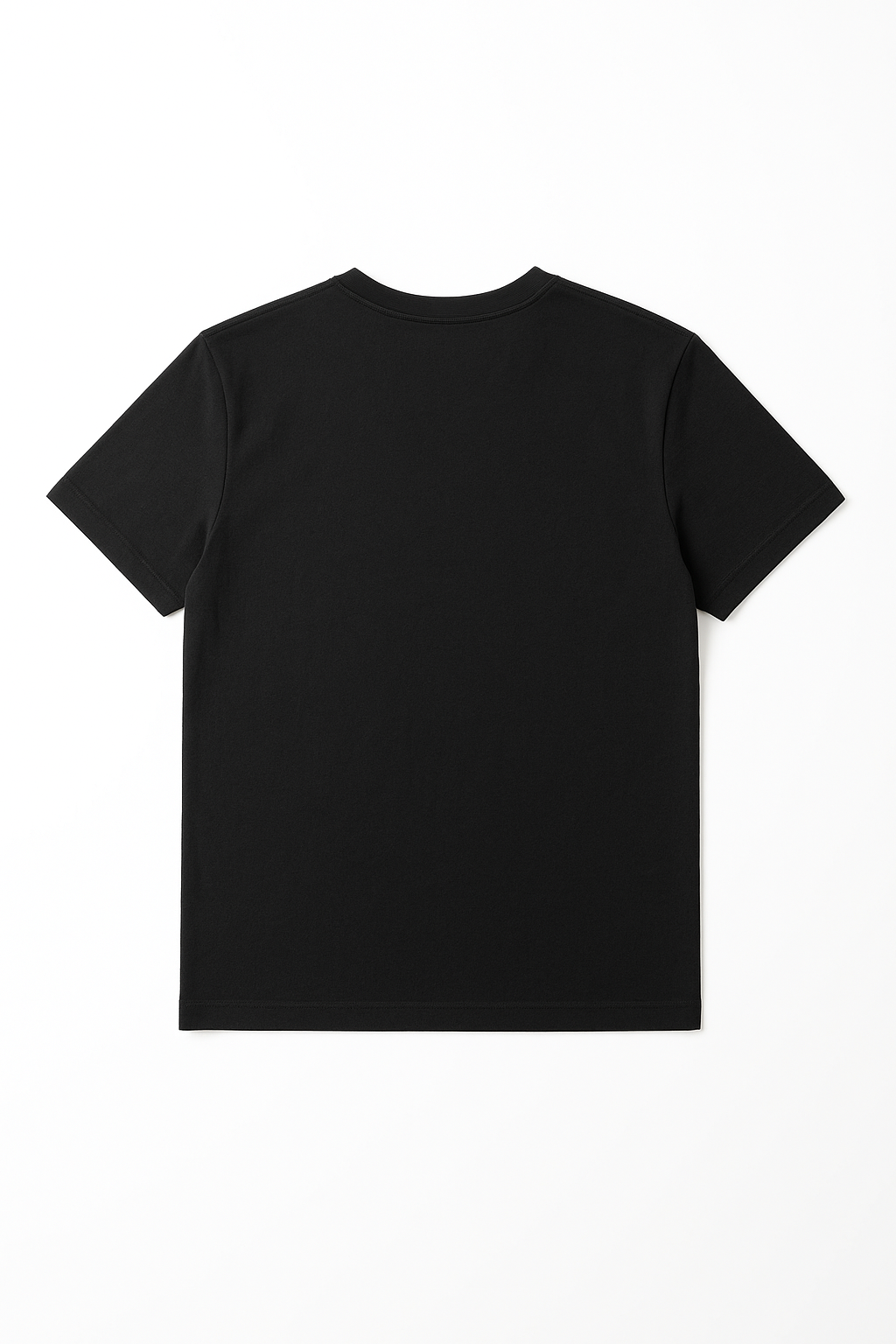 Black V-Neck T-Shirt with Faux Leather Pocket