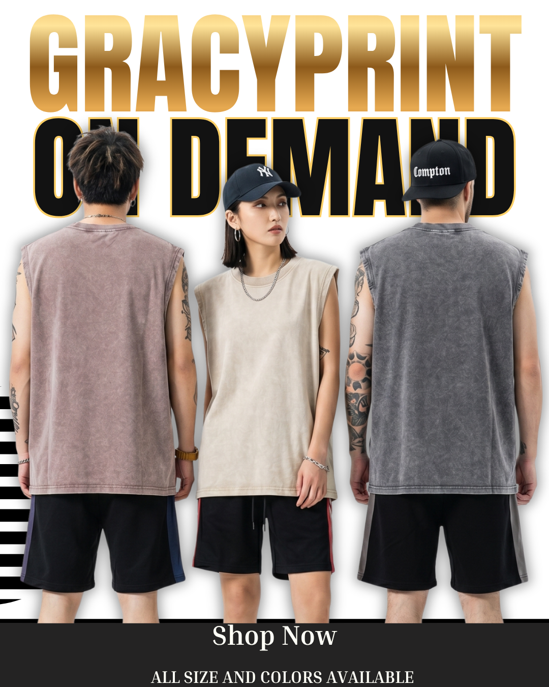 Gracy Blanks Vintage Acid Wash Vest Shirt – Premium Streetwear Sleeveless Top