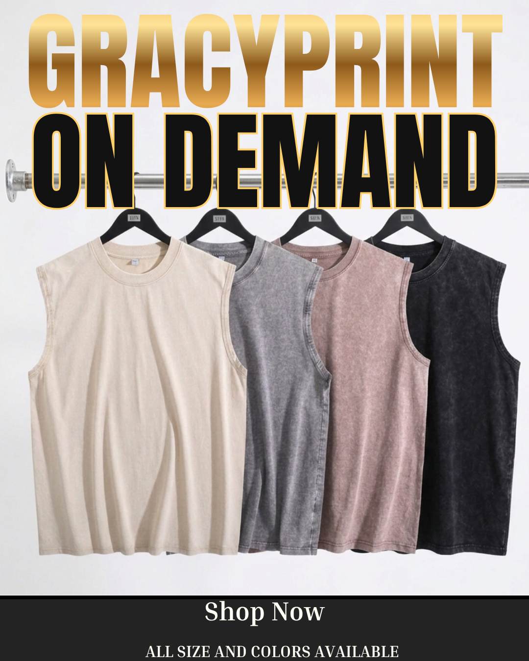 Gracy Blanks Vintage Acid Wash Vest Shirt – Premium Streetwear Sleeveless Top