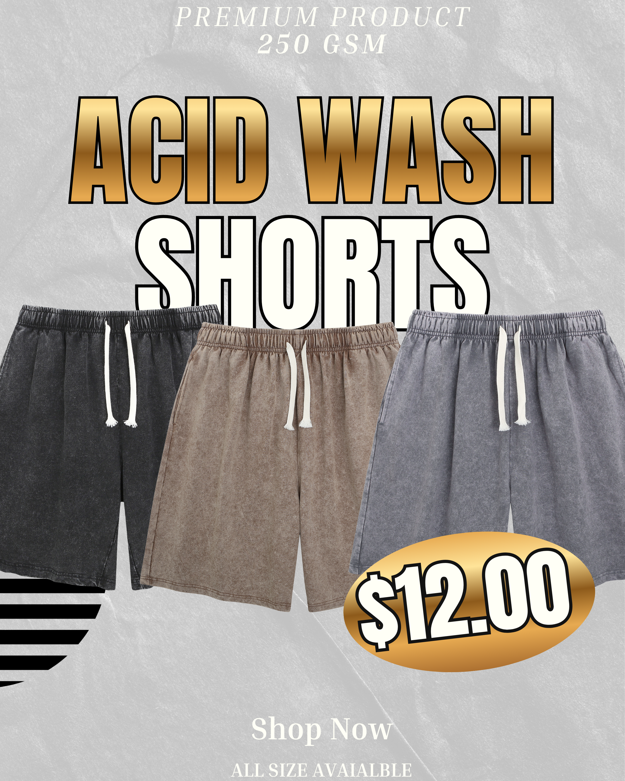 Gracy Blanks Vintage Acid Wash Cotton Premium Heavyweight Streetwear Shorts