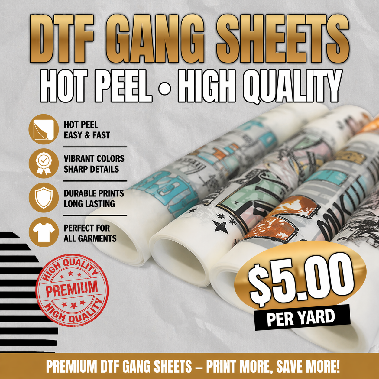 Custom DTF Gang Sheet-9 Yards (22''x324'') – Build Your Own