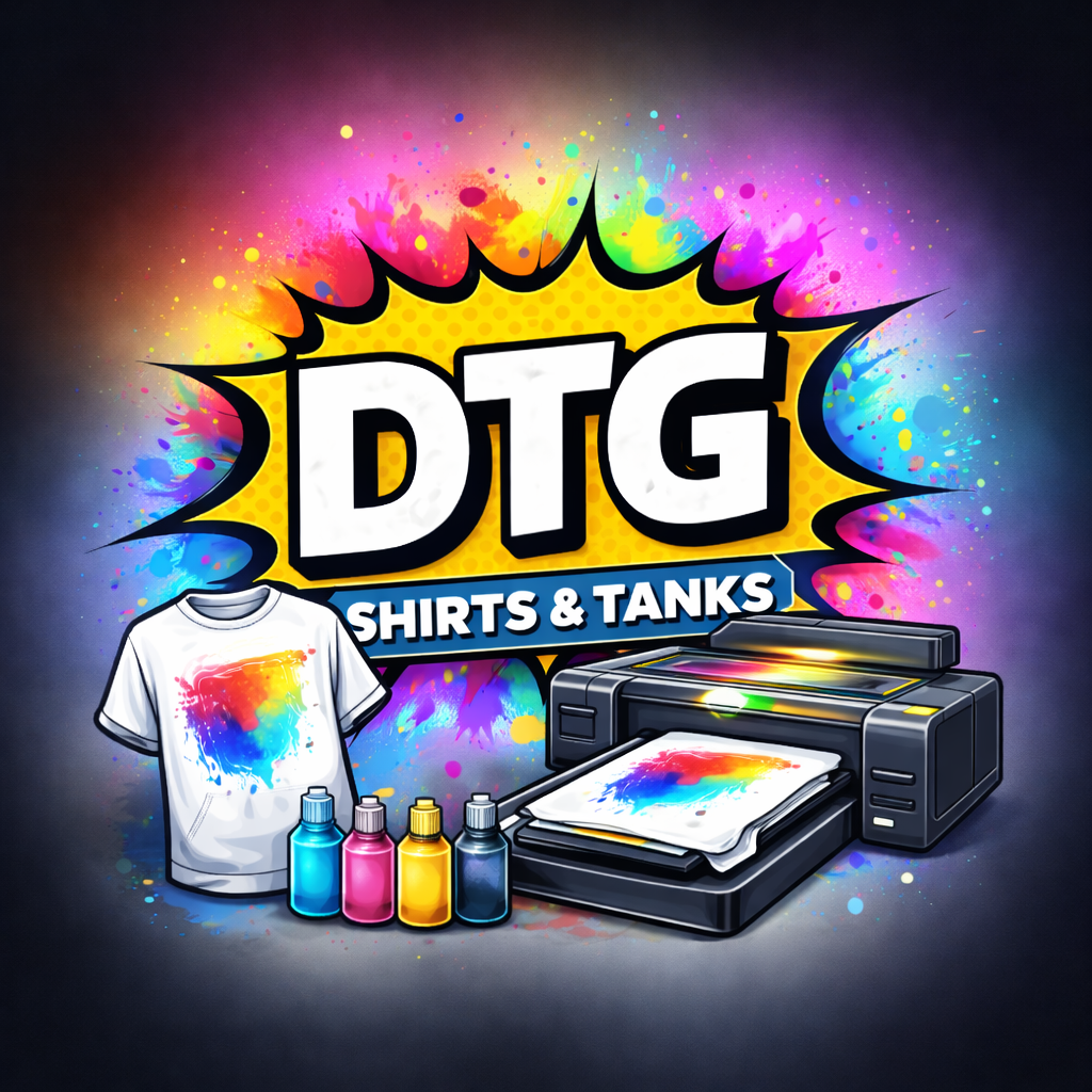 Custom DTG Printed Shirts & Tanks – No Minimum | Print on Premium Vintage Wash Style or Bring Your Own