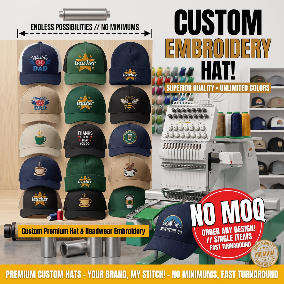 Custom Premium Hat & Headwear Embroidery