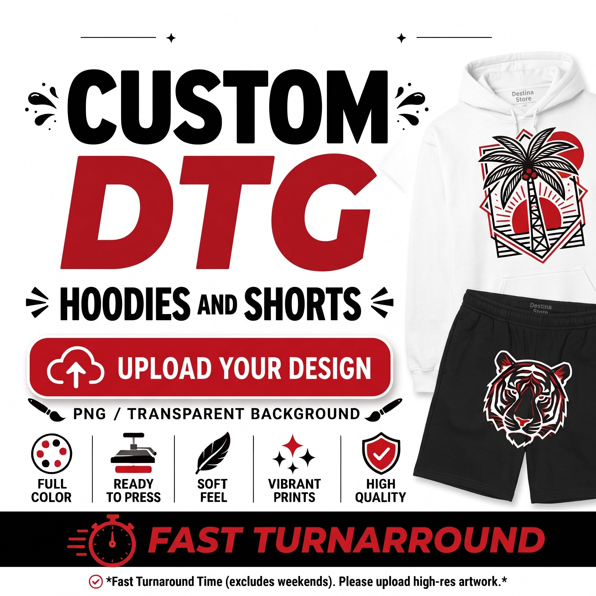 Custom DTG Printed Hoodies – No Minimum | Print on Premium Vintage Wash Hoodies or Bring Your Own