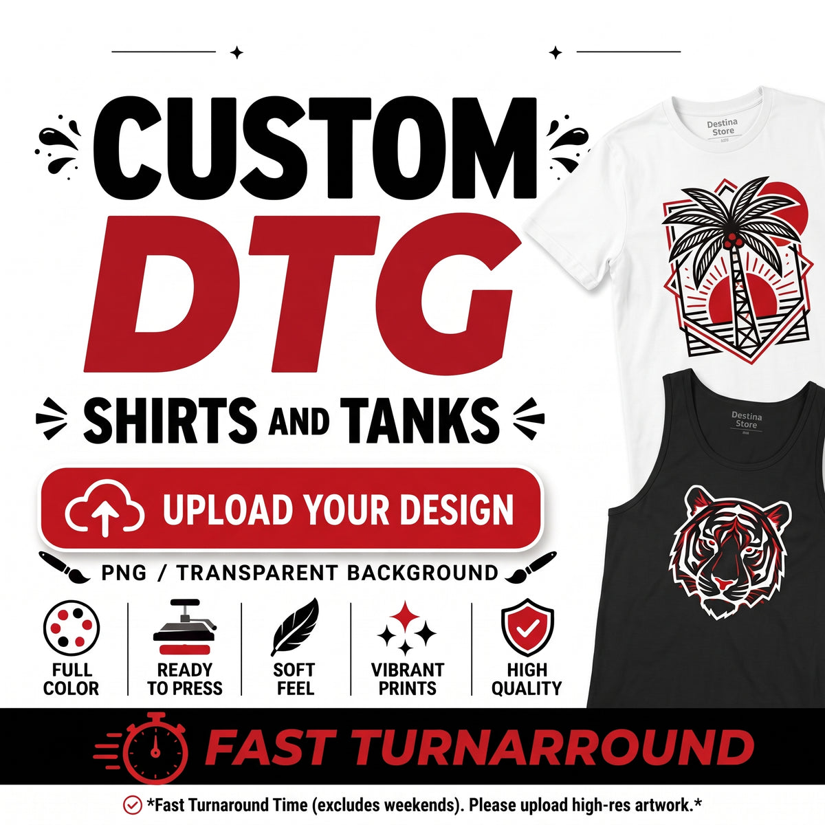 Custom DTG Printed Shirts & Tanks – No Minimum | Print on Premium Vintage Wash Style or Bring Your Own
