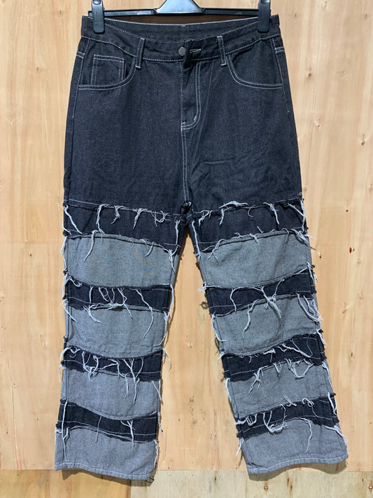 Patchwork Distressed Denim Jeans – Streetwear Edition