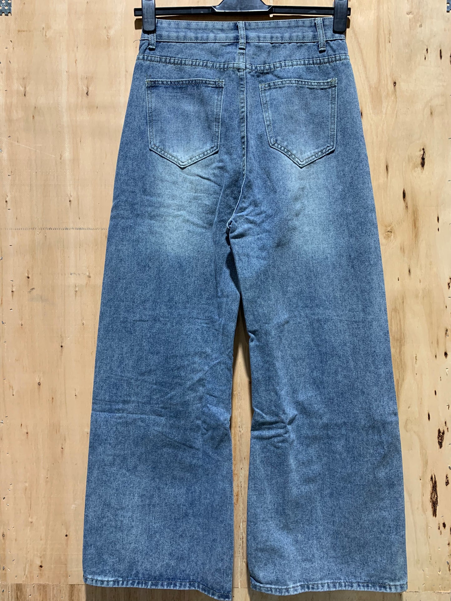 Wide-Leg Distressed Denim Jeans