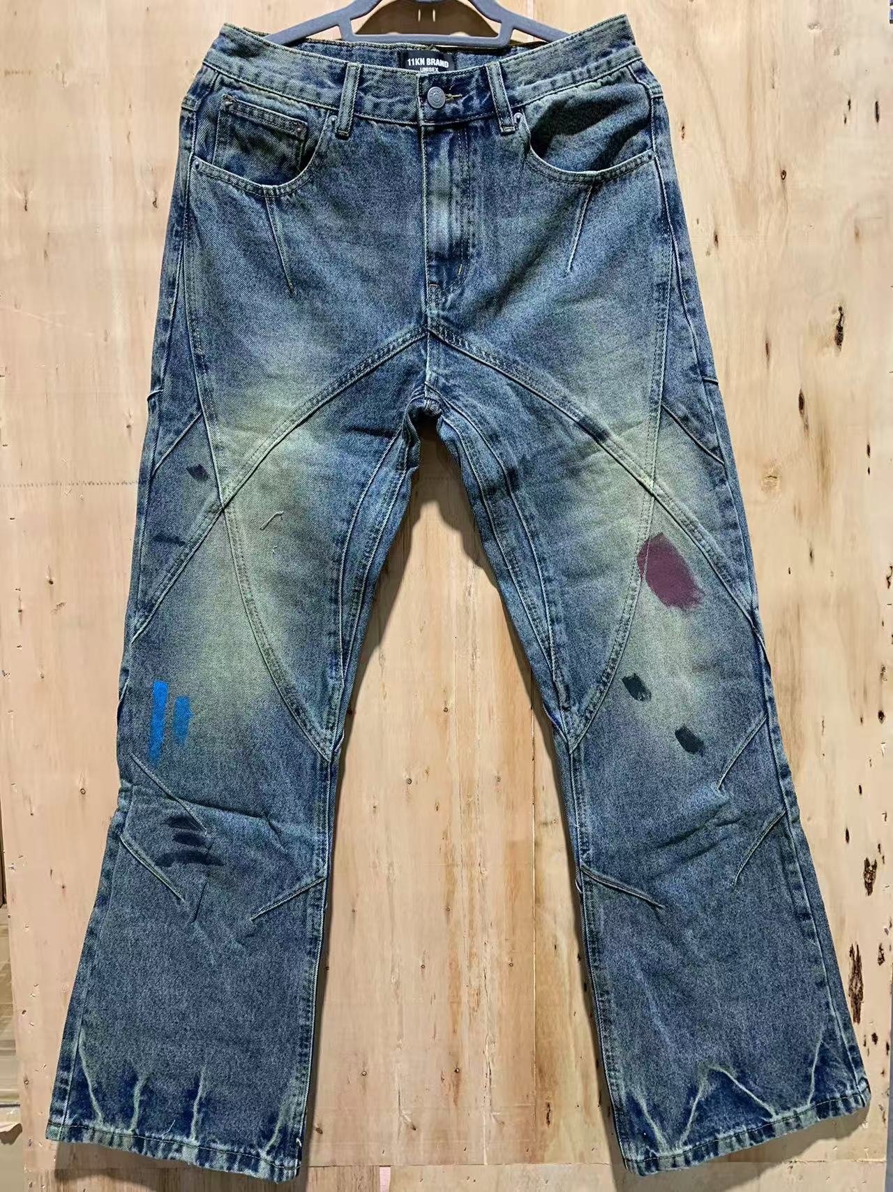 Vintage Patchwork Washed Denim Jeans
