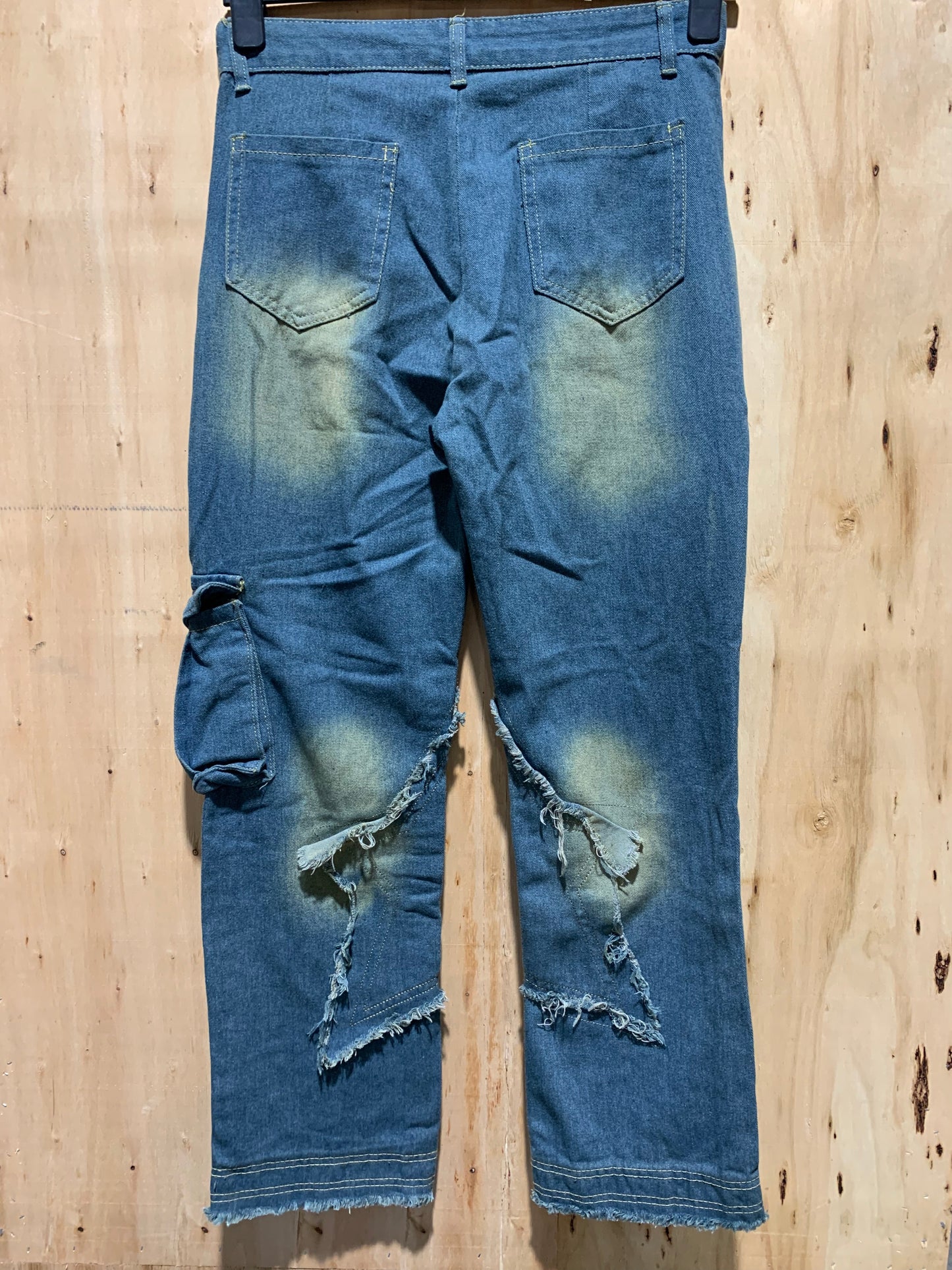 Distressed Patchwork Cargo Denim Pants